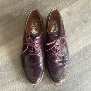 Franco Sarto maroon parent leather oxfords